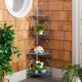 SAFAVIEH Turuca Outdoor Patio 4 Tier Corner Shelf Unit Mossy Blue