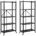 5-Tier Heavy Duty Foldable Metal Rack Storage Shelving Unit with Wheels Moving Easily Organizer Shelves Great for Garage Kitchen Black