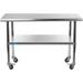 Stainless Steel Work Table With Casters | Work Station | Metal Utility Table On Wheels (Stainless Steel Work Table + Casters 30 Long X 14 Deep)