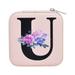 Bradem Cosmetic Bag Wash Pouch Personalized Women S Jewelry Box Travel Jewelry Box English Alphabet Flower Jewelry Makeup Bag Gifts for Women Gifts for Friends