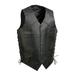 Event Leather EL5315TALL Black Motorcycle Leather Vest for Men s Tall Sizes Riding Club Adult Motorcycle Vests Medium-Tall