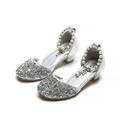 Herrnalise Toddler Shoes Baby Girls Cute Fashion Sequin Pearl Chain Non-slip Small Leather Princess High-heeled Shoes
