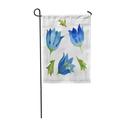 LADDKE Beautiful Watercolor of Blue Flower Bell Green Leaves Blooming Garden Flag Decorative Flag House Banner 28x40 inch