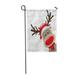 KDAGR Red Christmas Reindeer and Hat Scarf Landscape Santa Cartoon Garden Flag Decorative Flag House Banner 12x18 inch