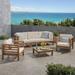 Frankie Outdoor 5 Seater Acacia Wood Sofa Chat Set Teak and Beige