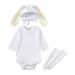 Baby Boys Girls Bunny Outfits Ribbed Bodysuit Romper with Long Bunny Ear Hat Socks Clothes Set Girls Size 6 Boys Toddler Boys Clothes Sets Size 6 7 Baby Boy Rompers 3 6 Months