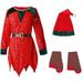 ASFGIMUJ 3Pcs Kids Boys Girls Christmas Set Belt Santa S Helper Sequin Dress Xmas Outfit With Hat Stockings For Christmas Xmas Party Red 3 Years-4 Years