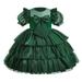 EHQJNJ Baby Girls Clothing 12 Months Girls Christmas Short Sleeve Print Tulle Embroidery Lace Ruffles Party Evening Dress Wedding Dress Green Solid Toddler 3T