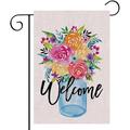 Flower Rose Garden Flag for outside Double Sided Small Welcome Farmhouse Flower Floral Rose Burlap Yard Garden Decorative Flags for all Seasons Summer Home Garden Decoration Decor Outdoor