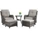 Rilyson Wicker Patio Furniture Set - 6 Piece Rattan Outdoor Sectional Conversation Sets with 2 Rocking Swivel Chairs 2 Ottomans and 2 Sofa for Porch Deck Garden(Mixed Grey/Grey)