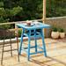 WestinTrends Square Outdoor Patio Counter High Bistro Bar Table With Umbrella Hole Pacific Blue