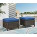 xrboomlife Outdoor Ottomans for Patio PE Wicker Steel Frame Outdoor Footstool for Patio Backyard Additional Seating Side Tables with Removable Weather-Resistant Cushions