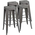 xrboomlife Metal Stools 30 Indoor Outdoor Stackable Barstools Modern Style Industrial Vintage Counter Stools Set of 4 (30 inch Gray)