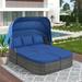 U_STYLE Outdoor Patio Furniture Set Daybed Sunbed with Retractable Canopy Conversation Set Wicker Furniture (As same as WY000281AAE)