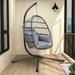 OYang OYang Outdoor Wicke Egg Chair Hanging Swing Egg Chair with Rust Resistant Frame Fade Resistant Cushion Excellent Stable Base Frame for Bedroom Balcony Garden