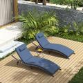 YFbiubiulife Patio Chaise Lounge Set 3 Pieces Outdoor Lounge Chair with Rattan Adjustable Backrest Armrest and for Beach Patio Sand for Poolside Backyard Porch