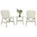 3 Piece Retro Patio Table Chair Set Conversation Bistro Set Hollow Design Widened Seat Lounge Chairs Coffee Table with Open Shelf