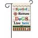 YCHII Garden Flag a Spoiled Rotten Cat Lives Here Cute Kitty Paw Fish Wooden Home Decor Banner for Outside Print Both Sides