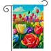 HGUAN Watercolor Colorful Tulip Field Floral Flowers Meadow Spring Landscape House Flag 28 x 40 Double Sided Polyester Welcome Large Yard Garden Flag Banners for Patio Lawn Home Outdoor Decor
