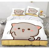 Peach Cat Bedding Quilt Cover Set 3Pcs Bedding Set Goma Cute Cats Duvet Cover Infantil Bedclothes Single Double Queen King Size