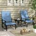 GVN 2 Pieces Lounge Outdoor Patio Beach Yard Garden Chair Lounge Chairs With Tea Table Blue