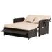 Gymax Rattan Daybed Lounge w/ Retractable Top Canopy Side Tables Cushions Off Patio Beige