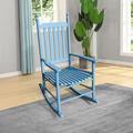Outdoor Indoor Rocking Chair All Weather Resistant Lumber Porch Rocker With Sturdy Slatted Back For Patio Deck Garden Balcony Backyard Load Bearing 250 Lbs Blue
