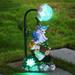 HACHUM Solar Garden With Lamp Decoration-Garden Gnomes Decor Statue With Colorful Gradient Solar LED Lights Decoration For Outdoor Patio Balcony Meadow Ornament For Clearance