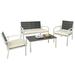 4 Piece Patio Table and Chairs Set Outdoor Conversation Set with Loveseat 2 Chairs and Coffee Table Waterproof Outdoor Furniture Set