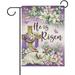 HGUAN He is Risen Easter Decorative Garden Flag Religious Cross Lamb Lily Flower Purple Yard Outside Home Decorations Eucalyptus Leaves Butterfly Outdoor Small Decor Double Sided 12 x 18
