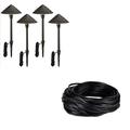 LED Metal Landscape Light Kits 4 Pack Low Voltage Path Lighting+100ft 16/2 Low Voltage Landscape Lighting Wire