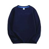 Fanxing Kids Boys Girls Solid Color Sweatshirt Children Long Sleeve Crewneck Pullover Fleece Lined Tops Kids Casual Tops Loose Plain Tunic Cute Blouse Tees Navy 2-3 Years