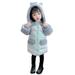 HBYJLZYG Hoodies Cardigans Zipper Padded Jacket Coat Sherpa Lined Puffer Jacket Toddler Kids Girls Cute Fashion Mid-Length Winter Keep Warm Cotton Clothes Thick Coat