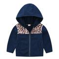 HBYJLZYG Hoodies Leopard Splice Fleece Jacket Coat Children Baby Boys Girls Zipper Leopard-Print Jacket Fleece Pocket Hooded Puffer Jacket