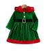 Christmas Costumes Velvet Dresses Dresses Clashing Velvet Belted Dresses Hooded Dresses for 3-8 Years