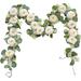 3 Pack Artificial Flowers Garland - White Tea Rose Seeded Eucalyptus Leaves - Perfect Wedding Decoration - 19.7ft Total Length