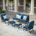 Alphamarts 5 Piece Sofa Seating Group w/ Cushions Metal in Blue | 35 H x 74.5 W x 32 D in | Outdoor Furniture | Wayfair CP001-09-5-GB