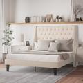 Republic Design House Cambridge Platform Bed (8" Leg) Ivory, Queen Size, Solid Wood | 60 H x 69 W x 83 D in | Wayfair 13641-F8