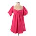 En Saison Casual Dress - A-Line Plunge Short sleeves: Pink Solid Dresses - Women's Size X-Small