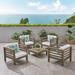 Latitude Run® Farlay 5 Piece Multiple Chairs Seating Group w/ Cushions Wood/Natural Hardwoods in Brown/Gray/White | Outdoor Furniture | Wayfair