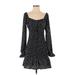 Express Casual Dress - Mini V-Neck Long sleeves: Black Polka Dots Dresses - Women's Size Small
