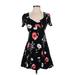Forever 21 Casual Dress - Fit & Flare: Black Floral Motif Dresses - Women's Size Small