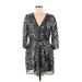 Trina Turk Casual Dress - Mini Plunge 3/4 sleeves: Gray Dresses - Women's Size 8