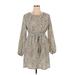 Shein Casual Dress - A-Line Crew Neck 3/4 sleeves: Tan Dresses - Women's Size X-Large