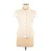 Isaac Mizrahi for Target Short Sleeve Button Down Shirt: Ivory Tops - Women's Size Medium