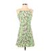 Zara Casual Dress - Mini Square Sleeveless: Green Print Dresses - Women's Size X-Small