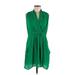 Collective Concepts Casual Dress - Wrap V-Neck Sleeveless: Green Solid Dresses - Women's Size Medium