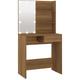 Helloshop26 - Coiffeuse table de maquillage design meuble mobilier de chambre avec led chêne 74,5 x