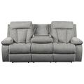 Hokku Designs 87 Inch Manual Reclining Sofa, Drop Down Table Polyester Upholstery Polyester in Gray | Wayfair 120C572711154C2EB970132782C47A6A