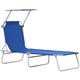 Outsunny Folding Chair Sun Lounger w/ Sunshade Garden Recliner Hammock Blue, Blue